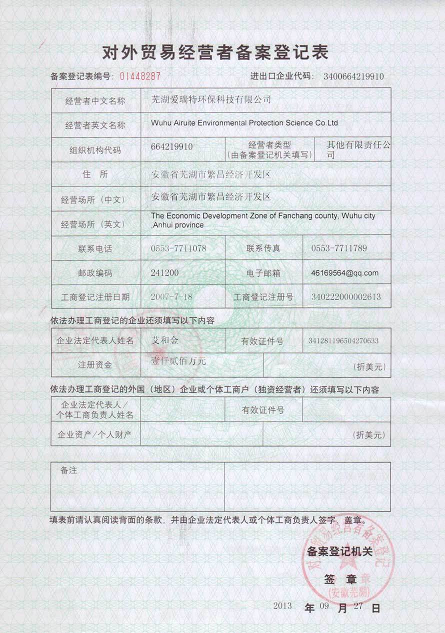 外貿易進出口經營權